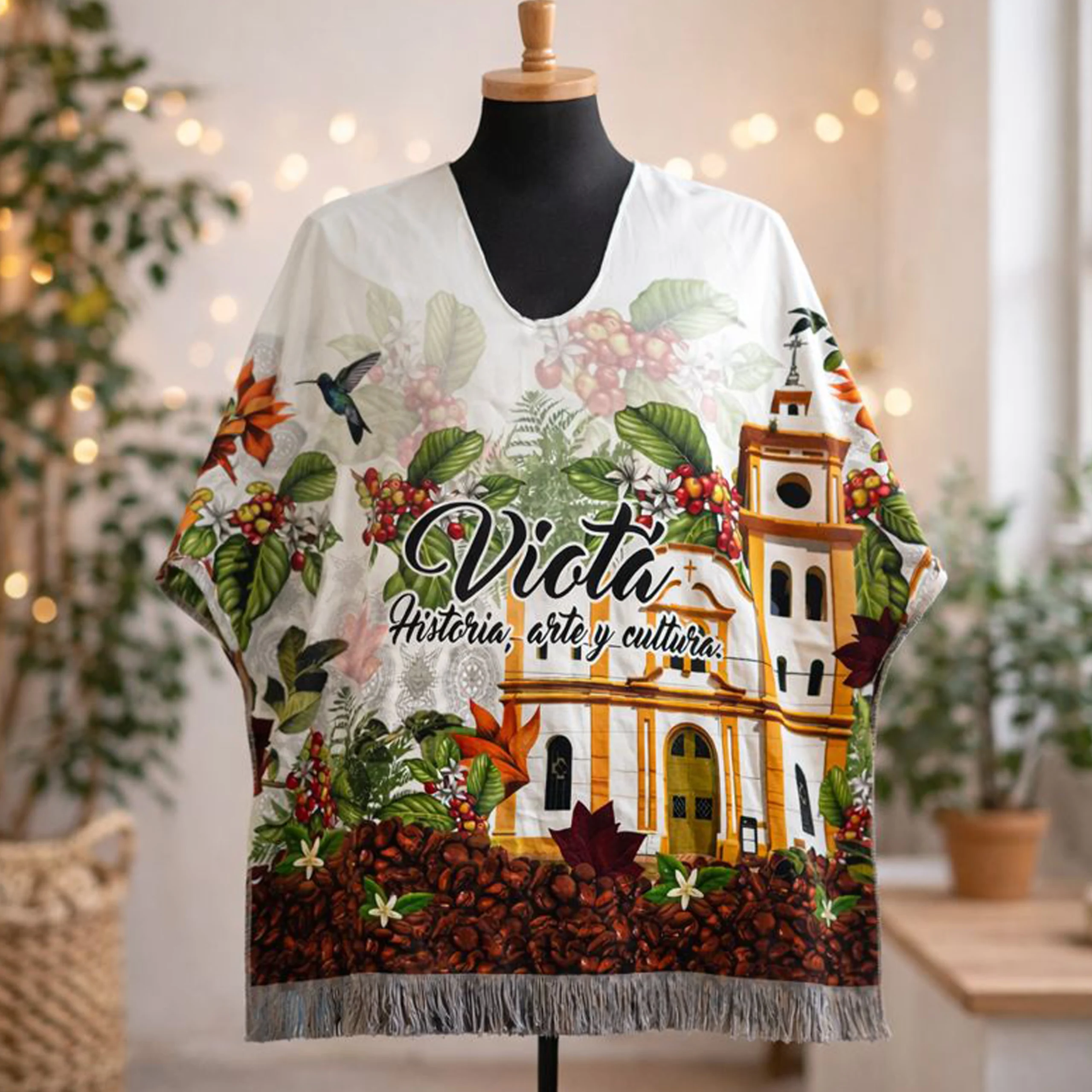 Poncho personalizado impresos full color, en tela lino