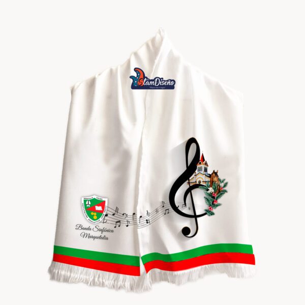Mulera personalizada con estampado exclusivo, diseñada con técnicas de sublimación de alta calidad, ideal para eventos, regalos o branding corporativo.